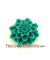 Flor Resina 20mm Agujero 1,5mm, Turquesa