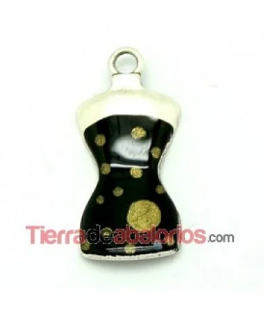 Colgante Vestido 30x14mm Esmaltado Negro y Dorado Colgante Vestido 30x14mm Esmaltado Negro y Dorado