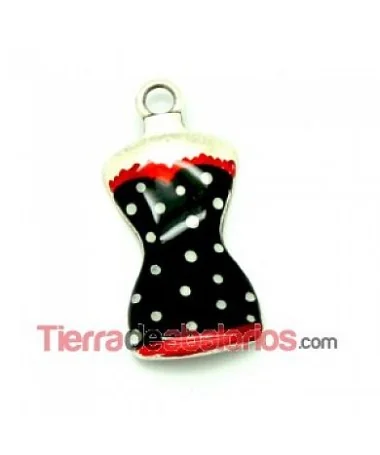 Colgante Vestido 30x14mm Esmaltado Blanco y Negro Colgante Vestido 30x14mm Esmaltado Blanco y Negro