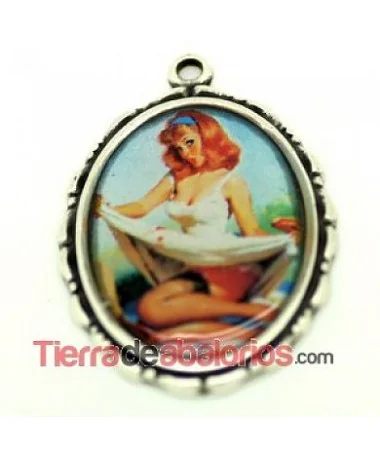 Camafeo Oval 36x25mm, Plateado