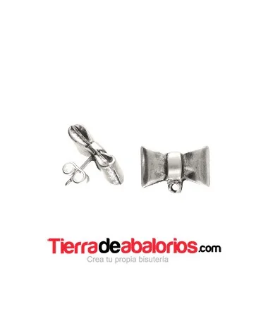 Pendiente Lazo 15x9mm con Anilla, Plateado Pendiente Lazo 15x9mm con Anilla, Plateado