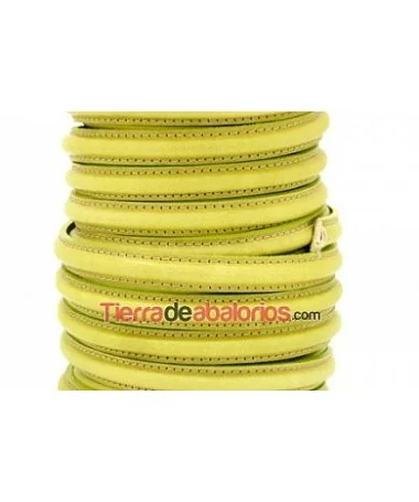 Cuero Media Caña 10x5mm con Hueco 3mm, Pistacho