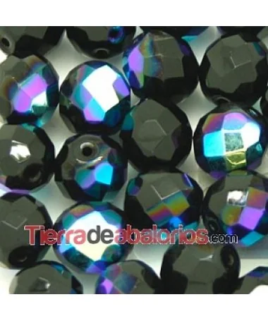 Facetada 10mm Agujero 1mm, Jet AB Facetada 10mm Agujero 1mm, Jet AB