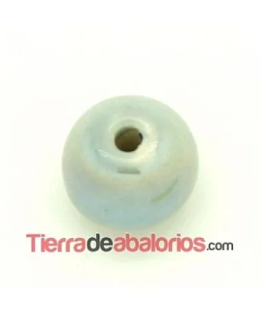 Cerámica Bola 13x11mm Agujero 2,5mm Gris Perla Irisado Cerámica Bola 13x11mm Agujero 2,5mm Gris Perla Irisado