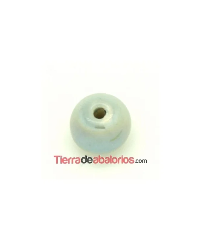 Cerámica Bola 13x11mm Agujero 2,5mm Gris Perla Irisado
