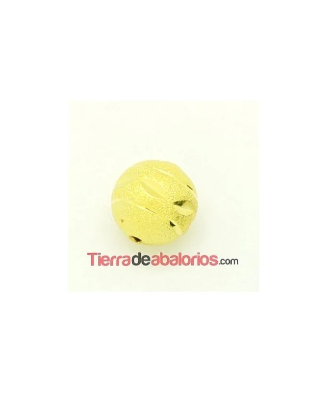 Bola 12mm Agujero 1,8mm Tallada Brillante Dorada