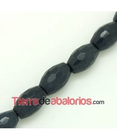 Agata Barril 12x8mm Agujero 1mm Gris