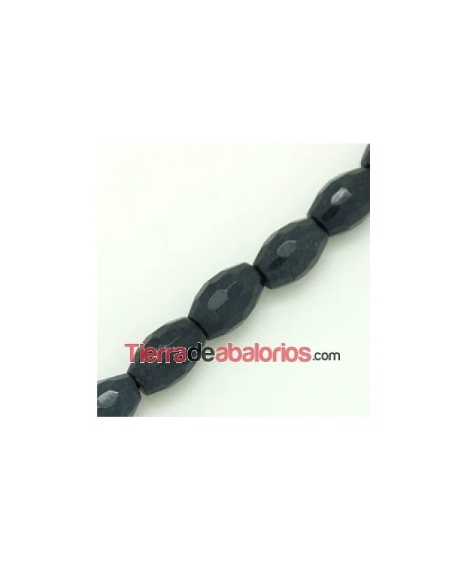 Agata Barril 12x8mm Agujero 1mm Gris