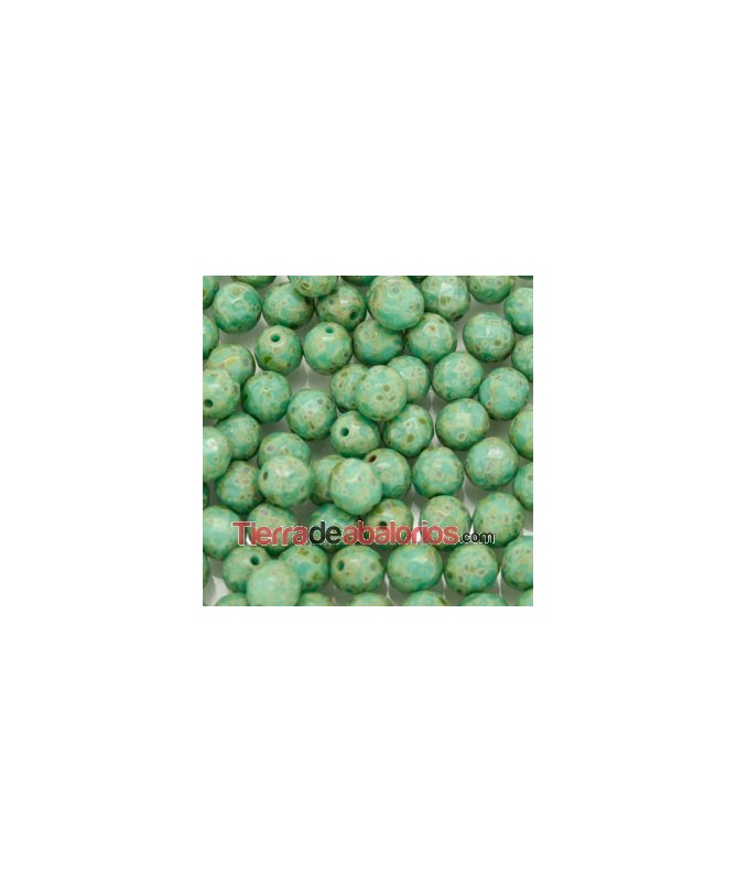 Facetada 8mm Opaque Green Turquoise Travertin