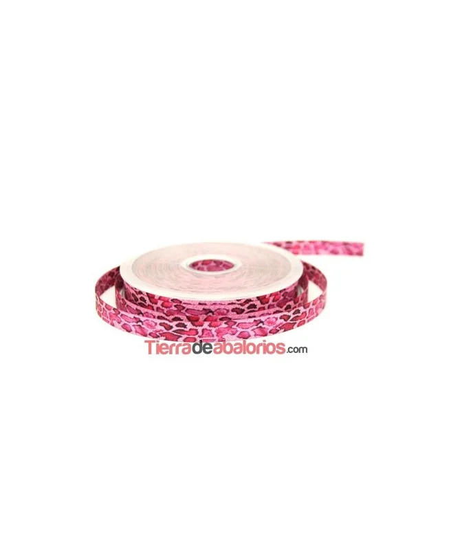 Lazo 10mm Estampado Leopardo Fucsia