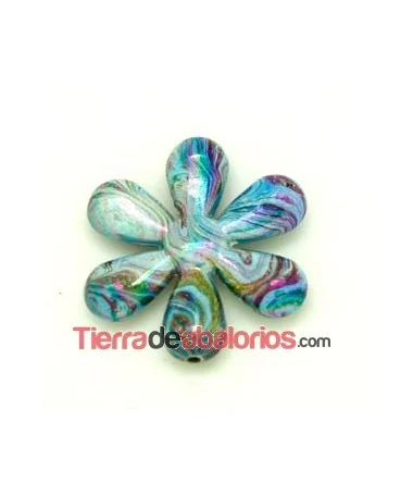 Flor Acrilica 34mm Azul