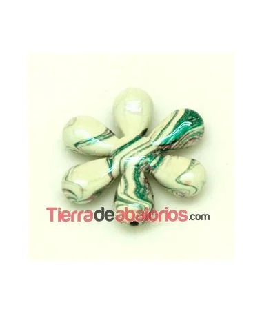 Flor Acrilica 34mm White Opal Irisado