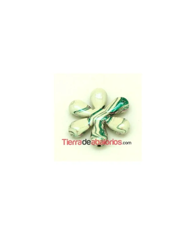 Flor Acrilica 34mm White Opal Irisado