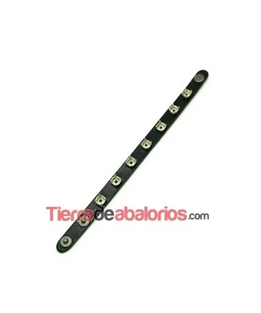 Pulsera de Cuero para Chatones SS39, Color Negro Pulsera de Cuero para Chatones SS39, Color Negro