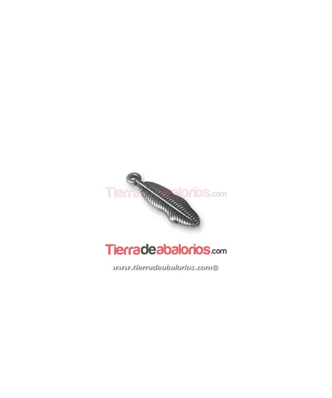 Colgante Pluma 27x8mm, Plateado