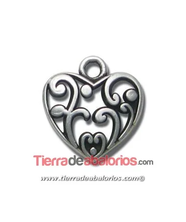 Colgante Corazón Filigrana 18mm, Plateado Colgante Corazón Filigrana 18mm, Plateado