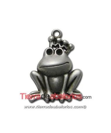 Colgante Principe Sapo con Anilla 35x24mm, Plateado