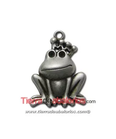 Colgante Principe Sapo con Anilla 35x24mm, Plateado Colgante Principe Sapo con Anilla 35x24mm, Plateado