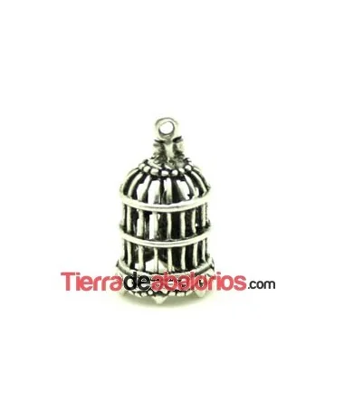 Colgante Jaula con Anilla 21x11mm, Plateado