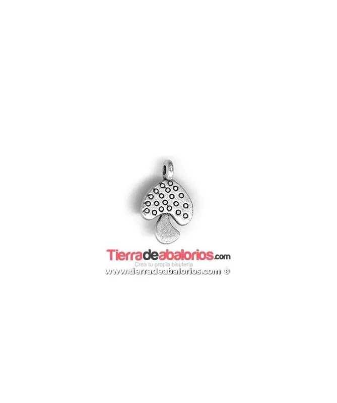 Colgante Seta 14x10mm con Anilla, Plateado