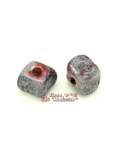 Cerámica Cubo Irregular 14x19mm Agujero 4mm Purple Mosaic Cerámica Cubo Irregular 14x19mm Agujero 4mm Purple Mosaic