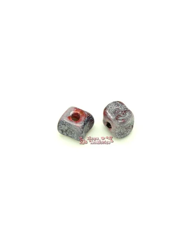 Cerámica Cubo Irregular 14x19mm Agujero 4mm Purple Mosaic