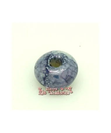 Cerámica Rondel 14x8mm Agujero 3,5mm Azul Mosaico