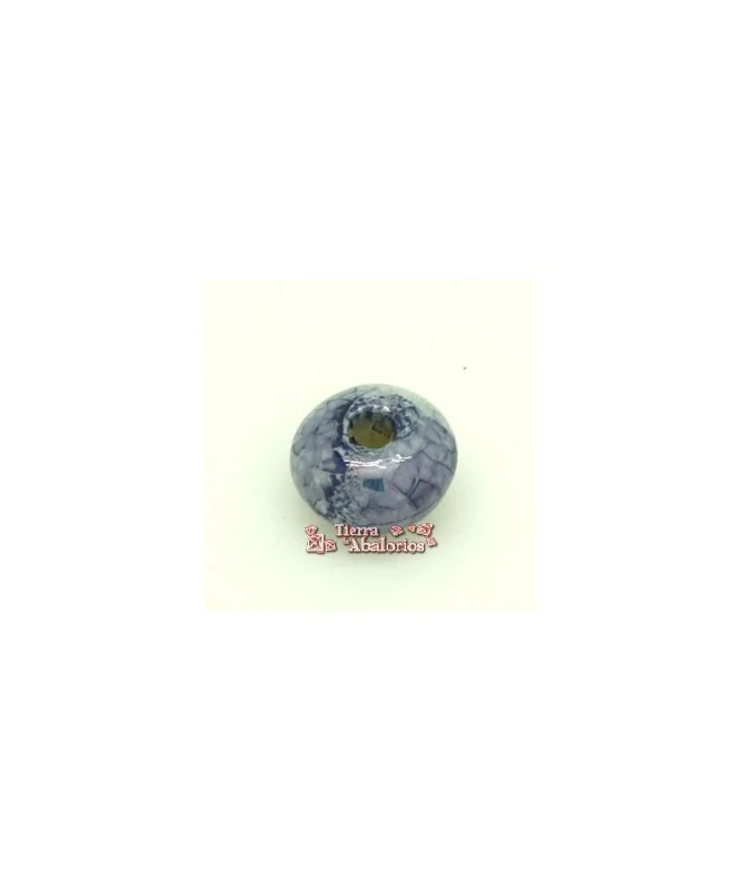 Cerámica Rondel 14x8mm Agujero 3,5mm Azul Mosaico