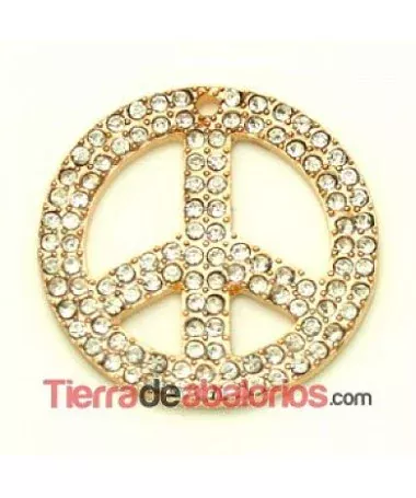 Colgante Simbolo de la Paz 34mm con Swarovski, Oro Rosa Colgante Simbolo de la Paz 34mm con Swarovski, Oro Rosa