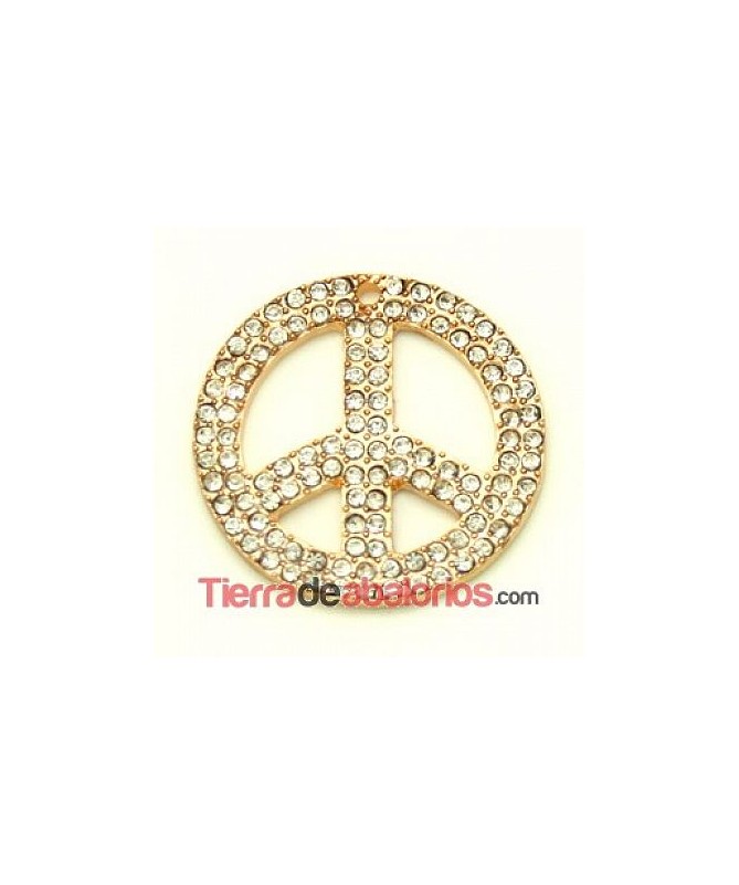 Colgante Simbolo de la Paz 34mm con Swarovski, Oro Rosa