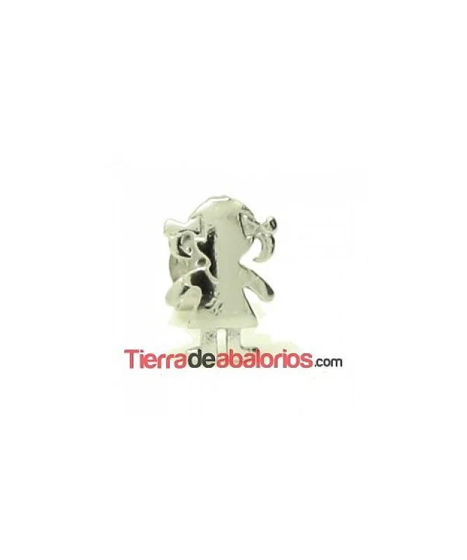 Pendiente Niña Coletas 10x7mm Plata de Ley