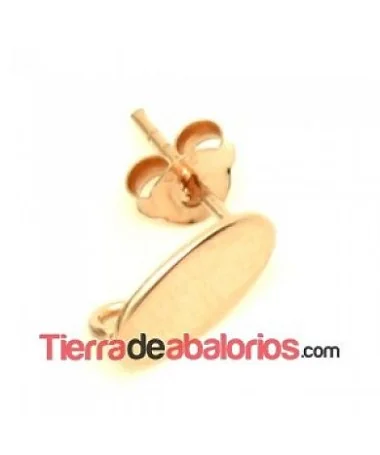 Pendiente Oval Plano 10x5mm con Anilla Baño de Oro Rosa Pendiente Oval Plano 10x5mm con Anilla Baño de Oro Rosa