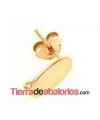 Pendiente Oval Plano 10x5mm con Anilla Baño de Oro Rosa