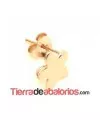 Pendiente Flor 5 Pétalos 9mm con Anilla, Plata Baño Oro Rosa