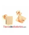 Pendiente Base Cuadrada 8x8mm con Anilla, Baño de Oro Rosa