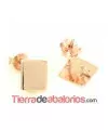 Pendiente Base Cuadrada 8x8mm con Anilla, Baño de Oro Rosa