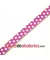 Cuero Plano Vaquetilla 10x2mm, Ante Fucsia Lunares Blancos