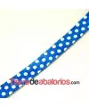 Cuero Plano Vaquetilla 10x2mm, Ante Azul Lunares Blancos