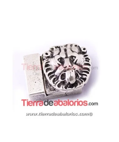 Cierre con Imán León 26x21mm Agujero 13x2mm, Plateado