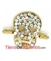 Conector Calavera 17x21mm con Strass, Dorada