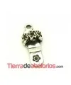 Colgante Chancla con Flores 22x10mm, Plateado