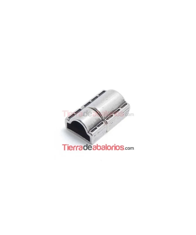 Cierre con Imán Media Caña Pespunte Agujero 10x5mm, Plateado