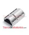 Cierre con Imán Media Caña Pespunte Agujero 10x5mm, Plateado