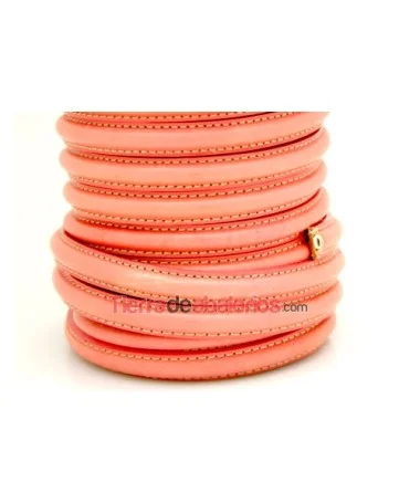 Cuero Media Caña 10x5mm con Hueco 3mm, Rosa