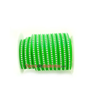 Cuero Regaliz 10x6mm - Verde Fluorescente con Cristal Swarosvki (metro) - Tierra de Abalorios