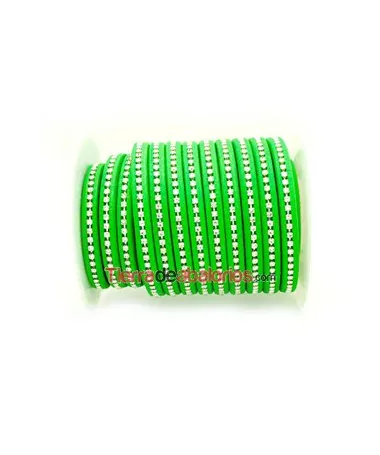 Cuero Regaliz 10x6mm - Verde Fluorescente con Cristal Swarosvki (metro) Cuero Regaliz 10x6mm - Verde Fluorescente con Cristal Swarosvki (metro) - Tierra de Abalorios