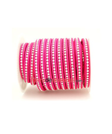 Cuero Regaliz 10x6mm - Rosa Fluorescente Strass (metro)