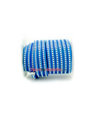 Cuero Regaliz 10x6mm - Azul Fluorescente con Strass (metro)