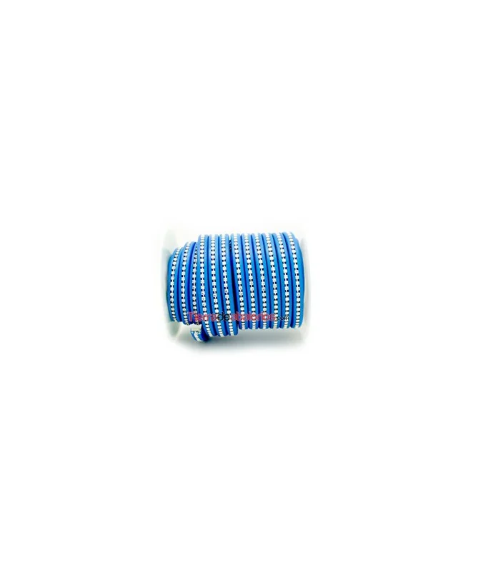 Cuero Regaliz 10x6mm - Azul Fluorescente con Strass (metro)