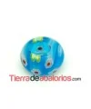 Donut Murano 13x7mm Agujero 6mm Turquesa